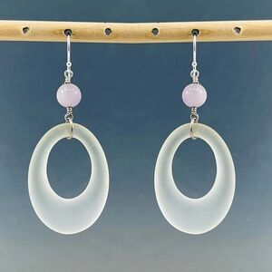 Sterling silver rock crystal & amethyst earrings - GM132